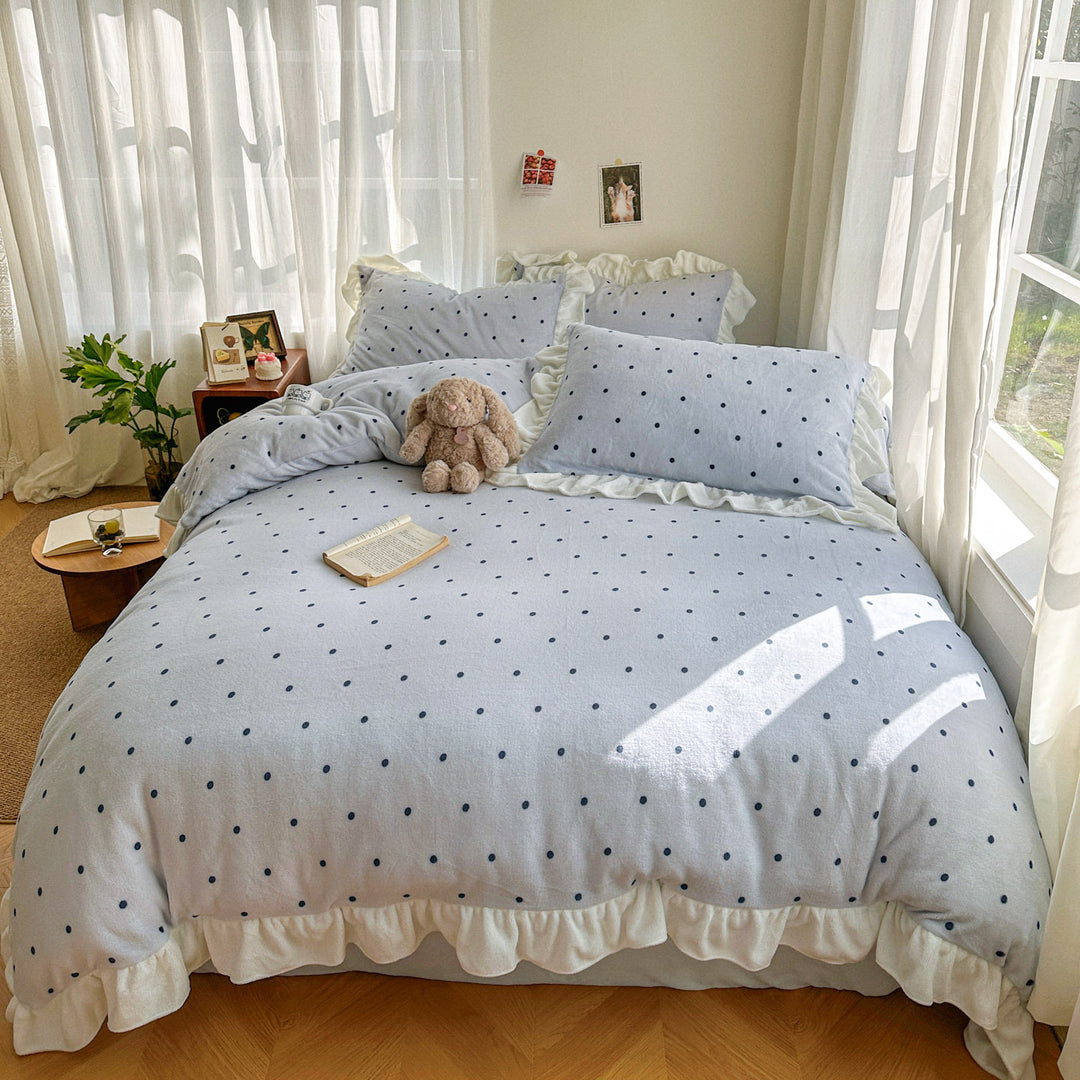 Polka Dot Plüsch Bettwäsche Set