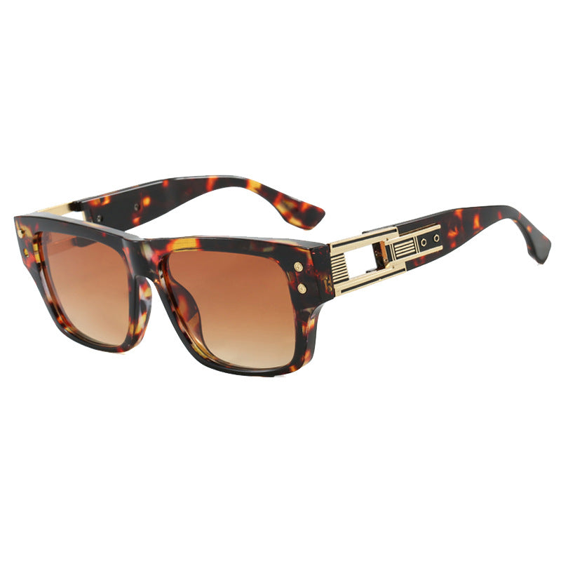 Damen modische quadratische Sonnenbrille mit eleganter goldener Zierstruktur Karnz