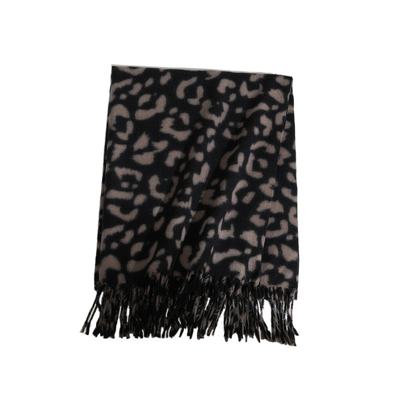 Damen eleganter Leo-Muster Schal aus weichem Material Karnz