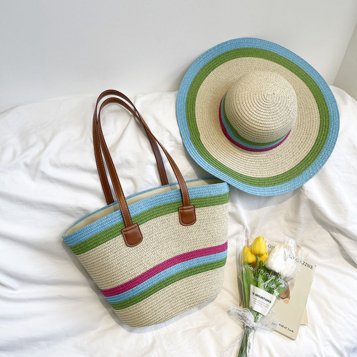 Bunte Strohtasche Strandtasche Karnz