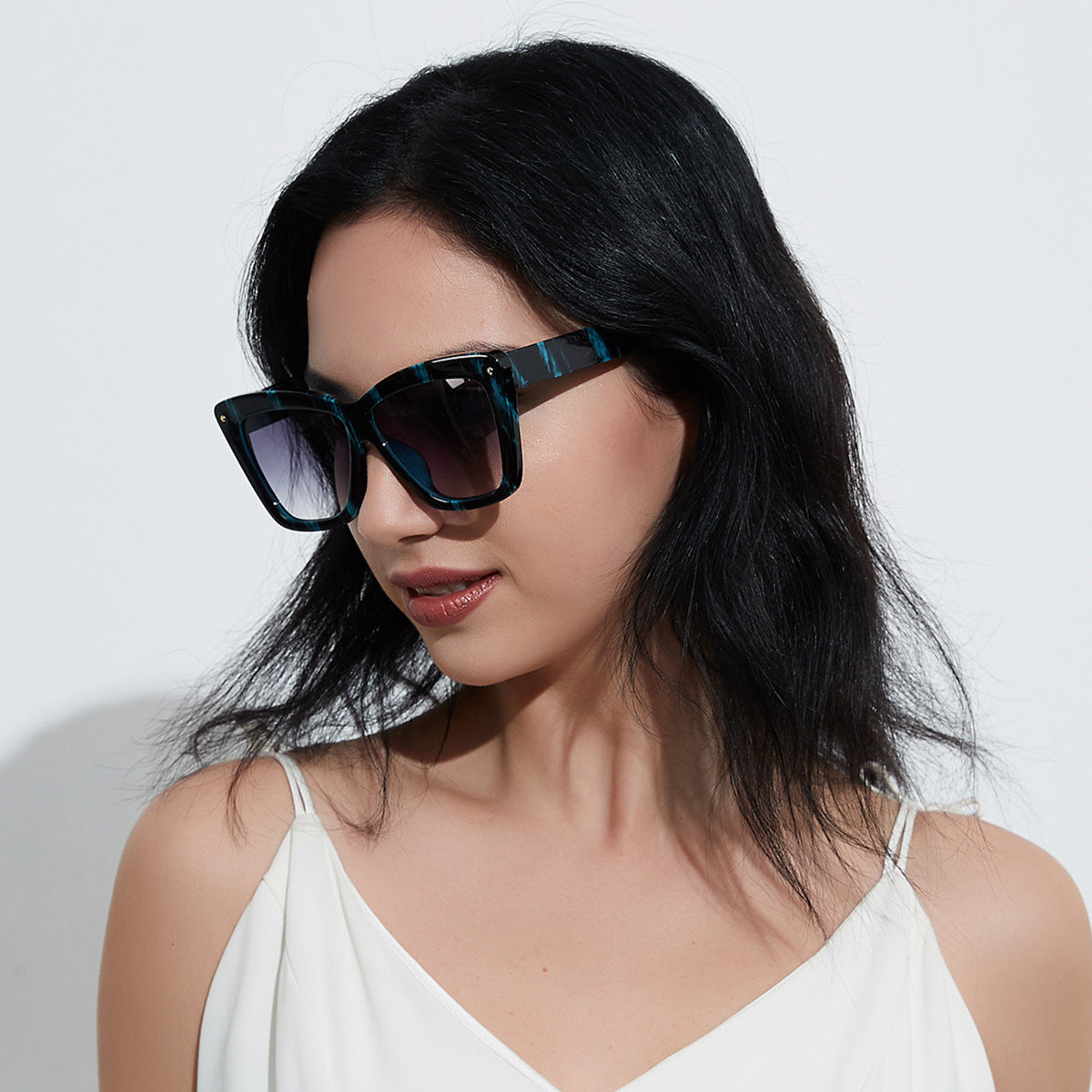 Damen geometrische oversized Sonnenbrille Karnz