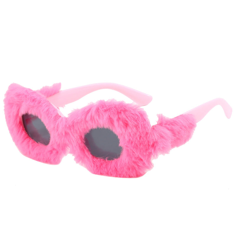 Damen auffällige Designer-Sonnenbrille mit luxuriösem Fellrahmen Karnz