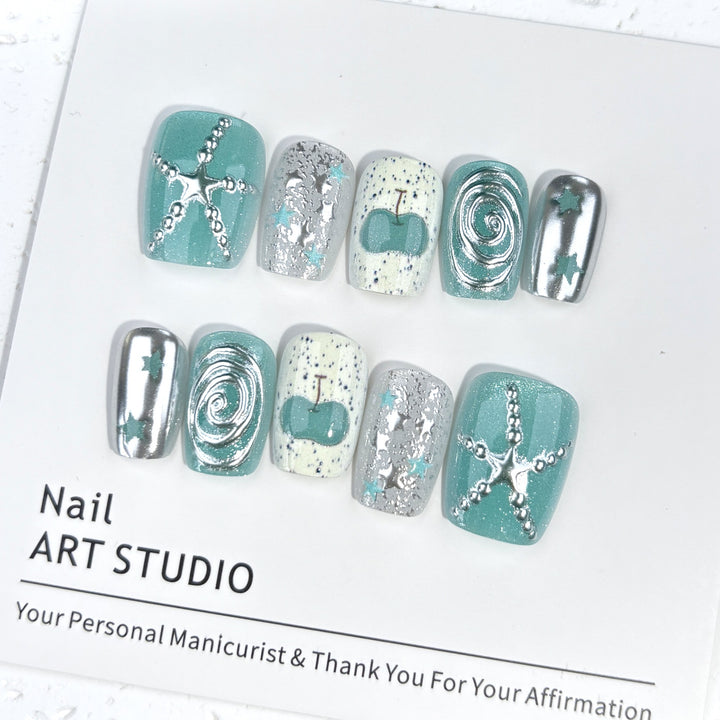 Küsten-Themen Press-On Nagelkunst Set