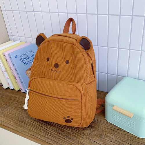 Niedlicher Bären-Themen Corduroy Rucksack