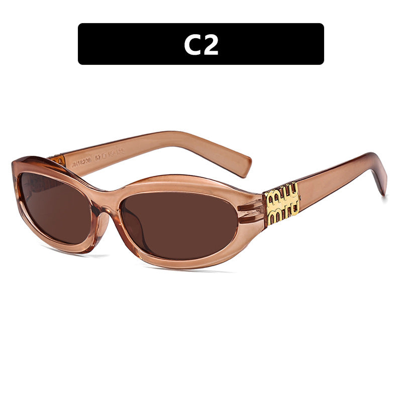 Damen modische Sonnenbrille im geschwungenen Design mit luxuriösen Details Karnz