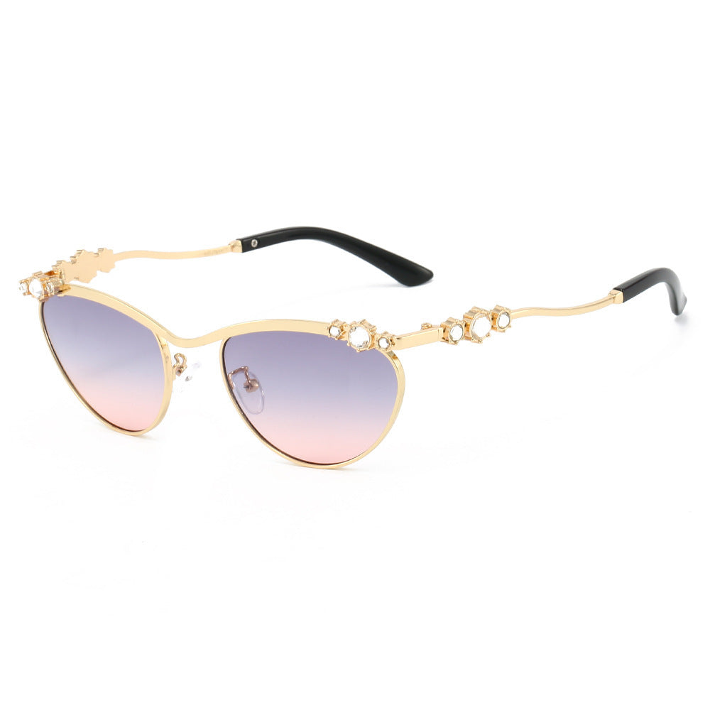 Damen Cat-Eye Sonnenbrille mit funkelndem Steinbesatz Karnz