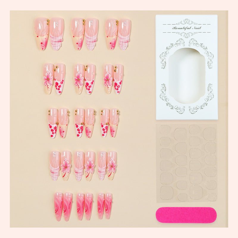 Künstlerisches Floral Inspiriertes Press-On Nagelset Karnz