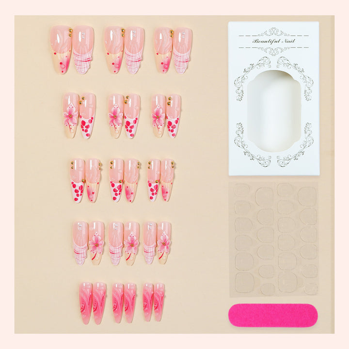 Künstlerisches Floral Inspiriertes Press-On Nagelset Karnz