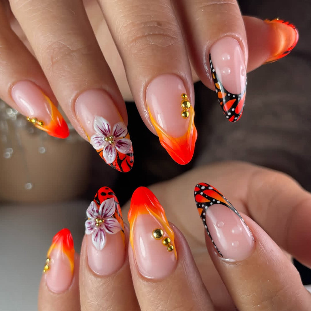 Künstlerisches Floral Flame Nail Art Set Karnz