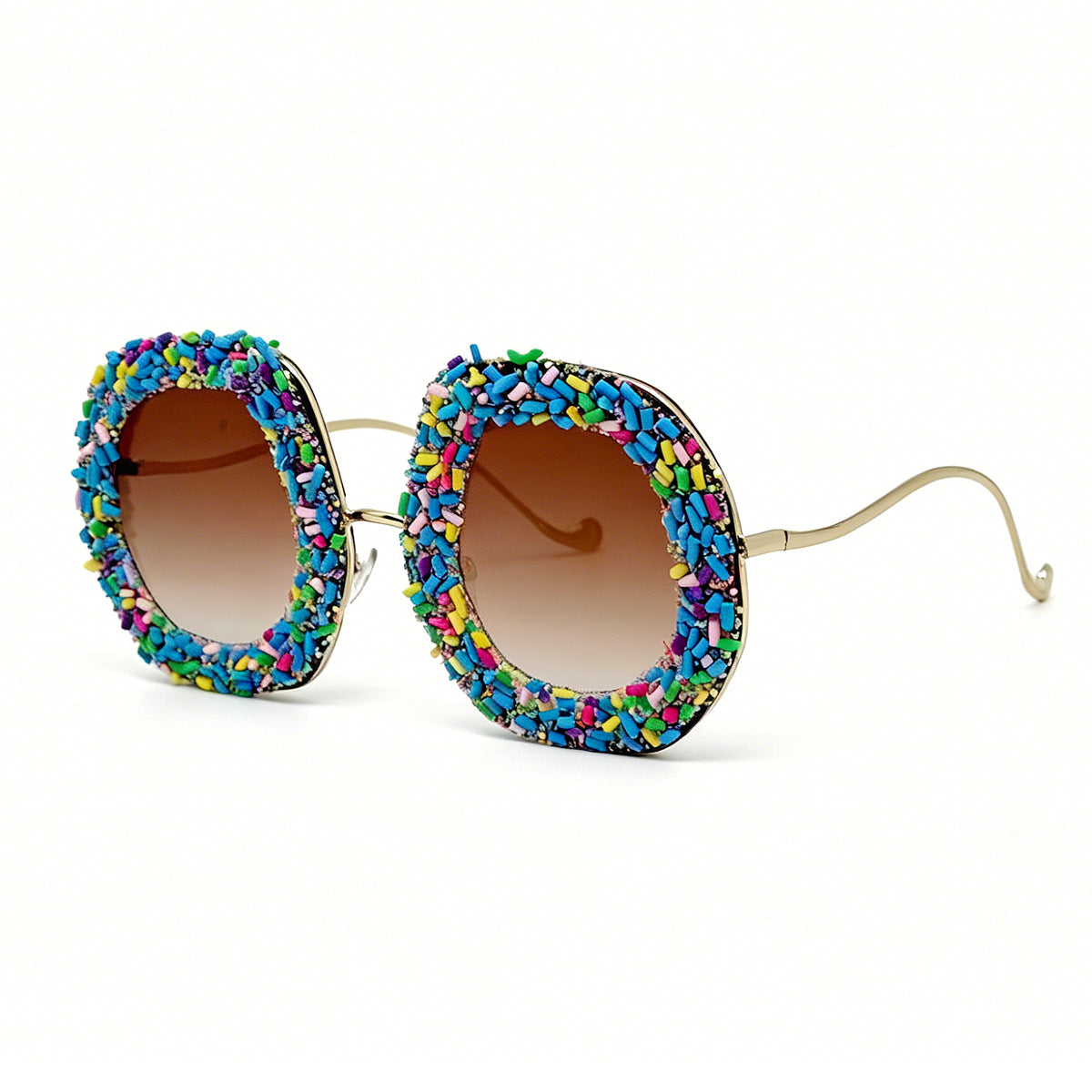 Damen kreative Designer-Sonnenbrille mit buntem Schmuckrahmen Karnz