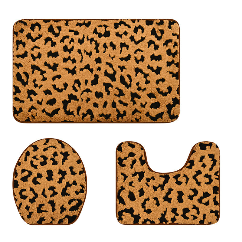 Weiches Luxus-Leopardenmuster-Badeteppich-Set Karnz