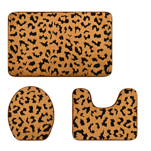 Weiches Luxus-Leopardenmuster-Badeteppich-Set Karnz