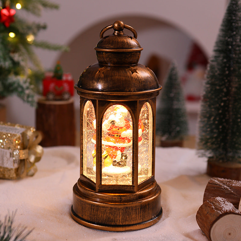 Beleuchtete Weihnachtslaterne mit Weihnachtsmann-Szene Karnz