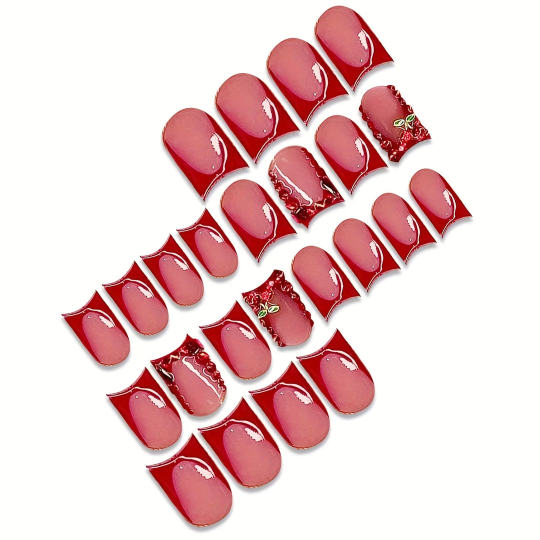 Aufwendige florale Press-On Nagelverlängerungen Karnz