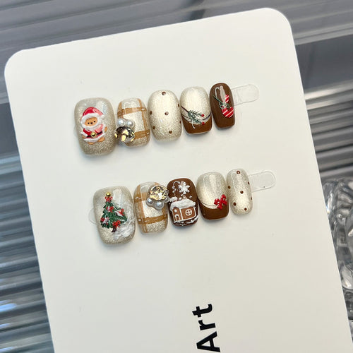 Festliches Feiertags-Themen Press-On Nagelset