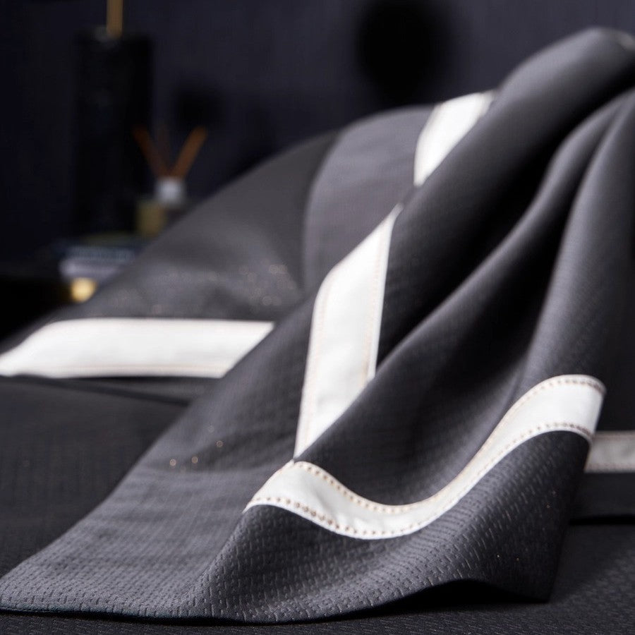 Premium strukturierten Baumwoll-Satin Bettbezug Set mit Satin-Paspel und reversibler Mikrosatin Rückseite