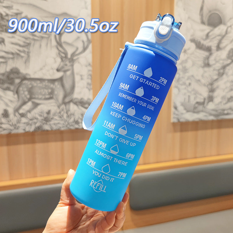Damen Motivierende Wasserflasche mit integrierten Zeitmarkierungen Karnz