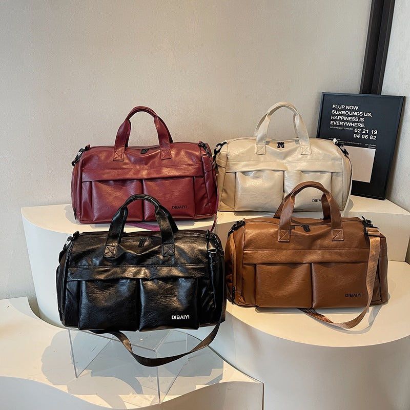 Stylische Leder Sport Duffel Tasche