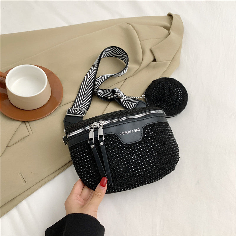 Stylische mit Strass verzierte Mini-Crossbody-Tasche Karnz