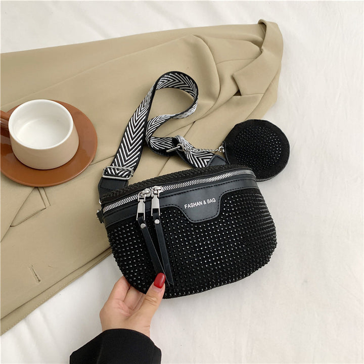 Stylische mit Strass verzierte Mini-Crossbody-Tasche Karnz