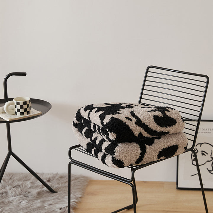 Plüsch Wendbare Sherpa Fleece Throw-Decke mit Übergröße Damaskus-Muster