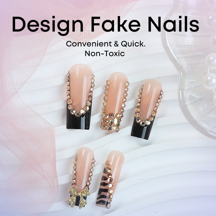 Kunstnagelset mit glamourösen 3D-Schleifen und strahlenden Strassverzierungen Karnz