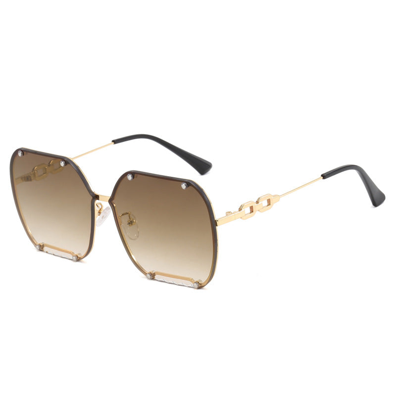 Damen elegante sechseckige Designer-Sonnenbrille mit luxuriösen Akzenten Karnz