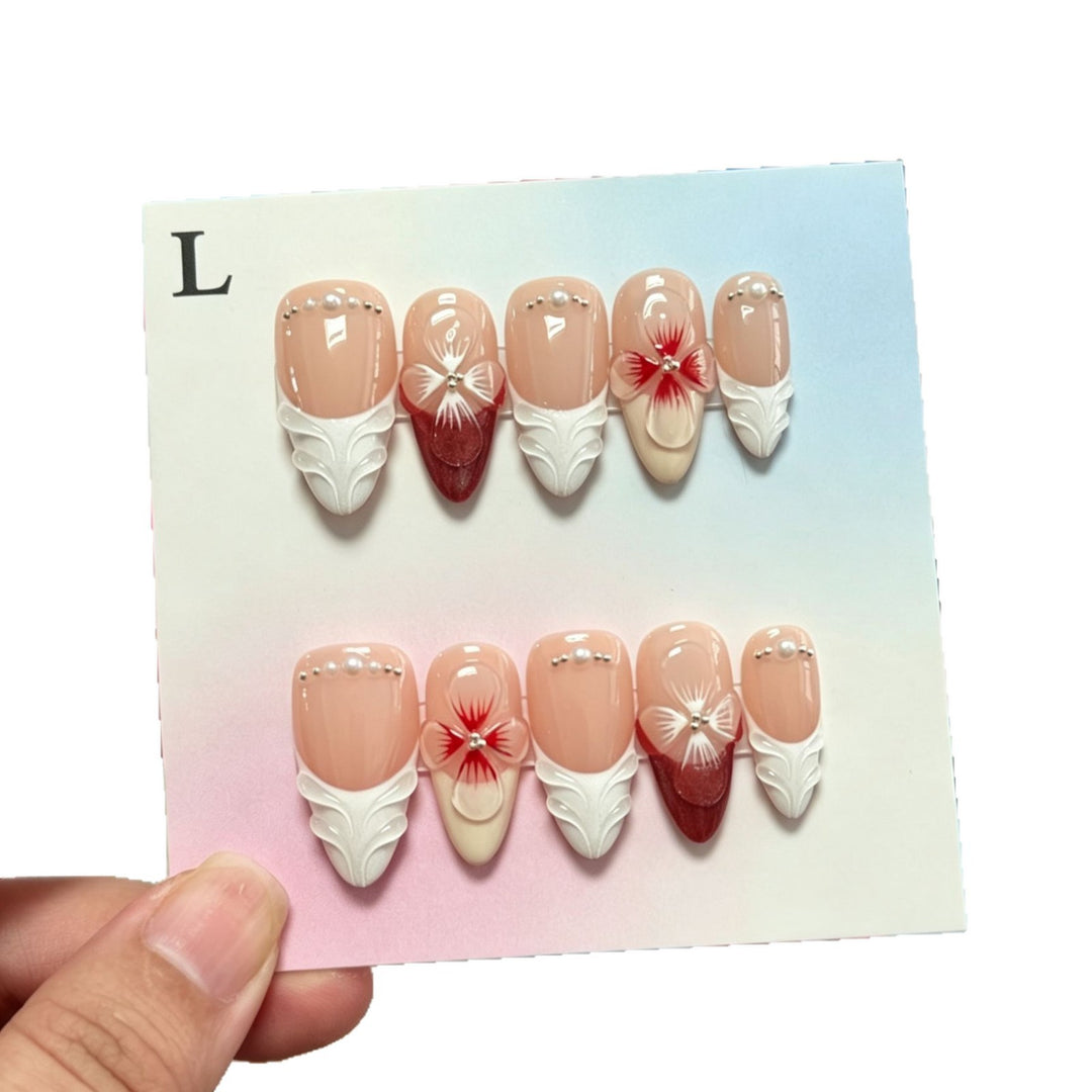 Floral Verziertes Press-On Nail Set  1791773975