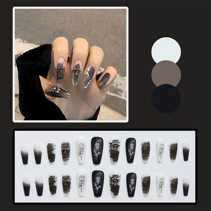 Künstlerisches florales abstraktes Press-on-Nagelset Karnz