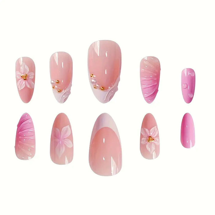 Künstlerisches Florales Design Press-On Nagelset Karnz
