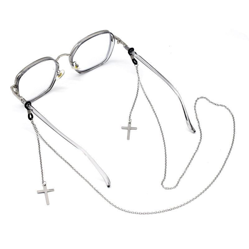 Trendy Metal Kreuz Brille Kette Karnz