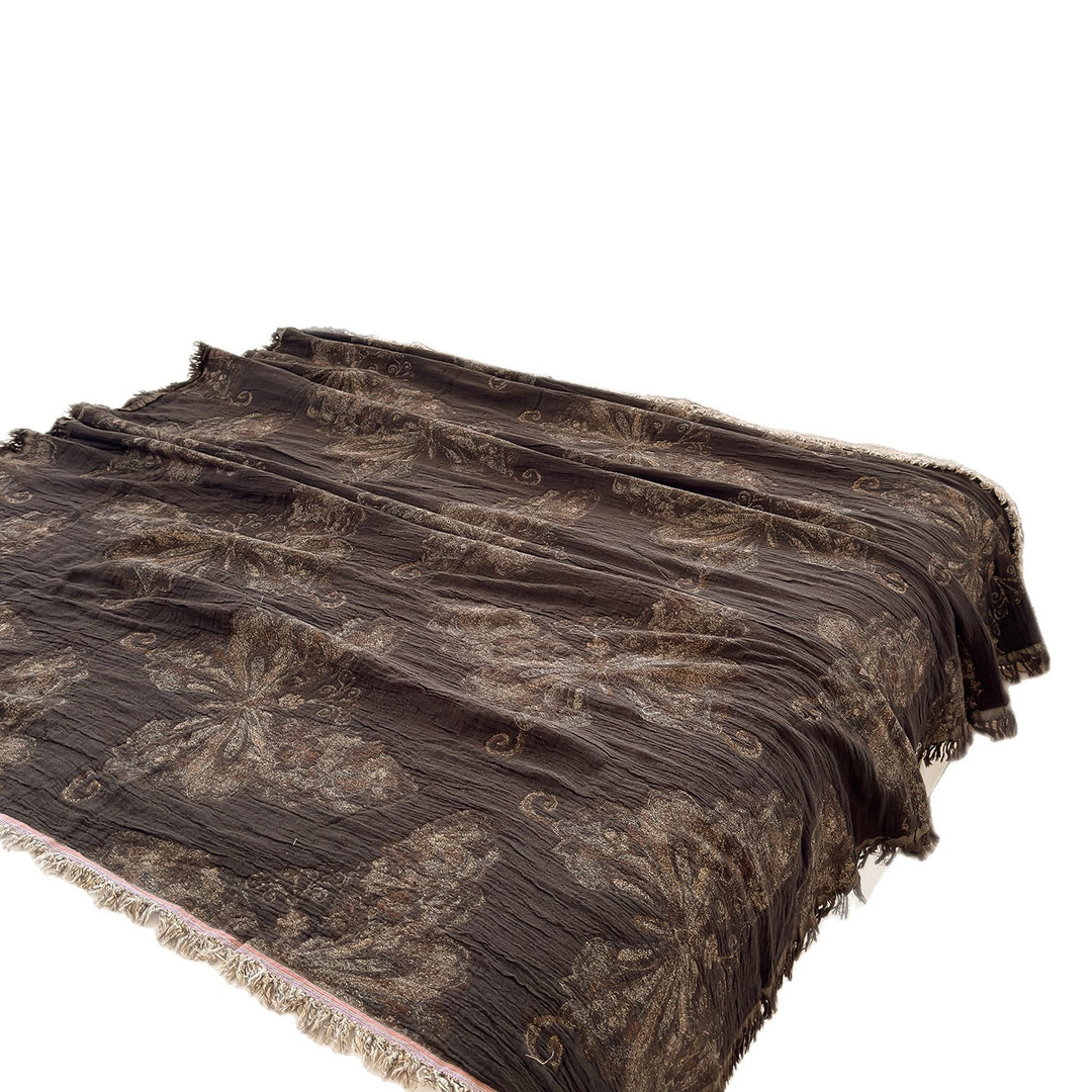 Gewebte Jacquard-Patchwork-Decke mit Fransen kanten