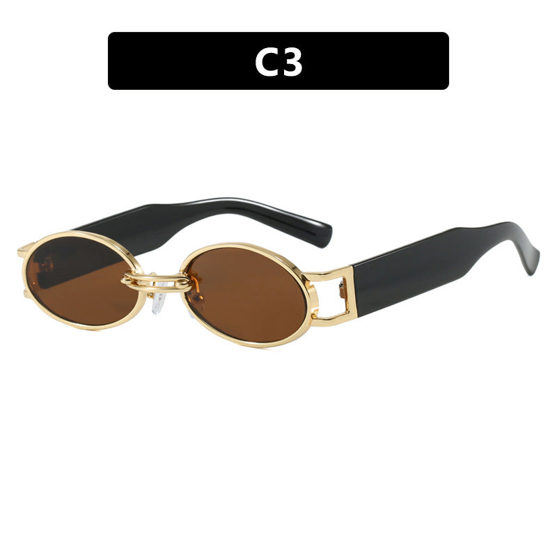 Damen ovalförmige Sonnenbrille mit goldenen Akzenten und stylischem Rahmen Karnz
