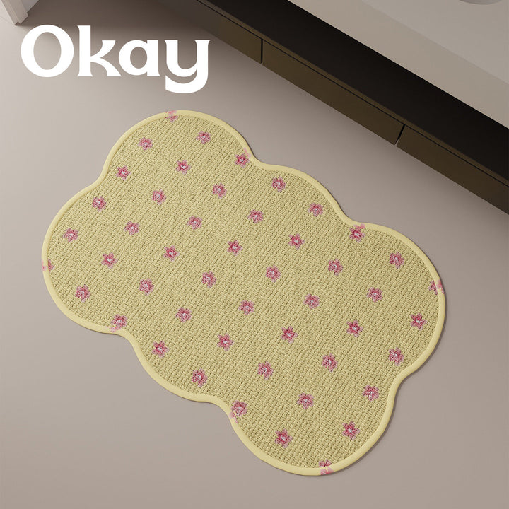 Cloud-Shaped Low-Pile Decorative Absorbent Bath and Entry Rug with Raised Floral Tuft Dots