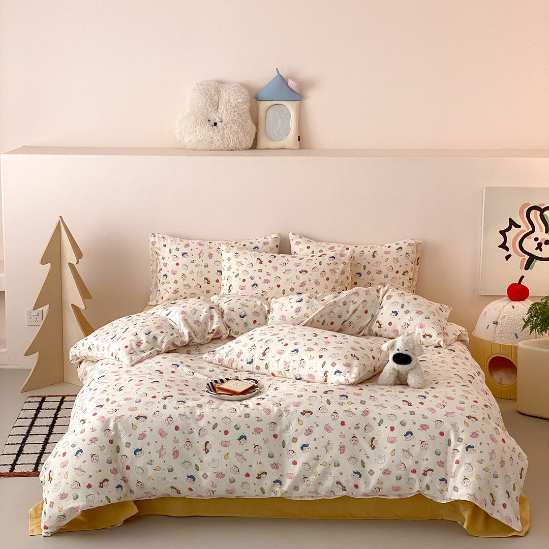 Children's Printed Cotton Duvet Cover Set with Matching Pillowcases