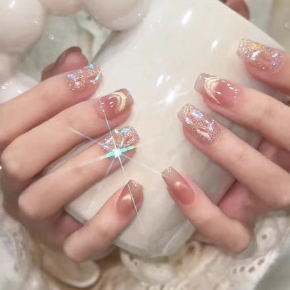 Elegante glitzernde langanhaltende Aufklebenägel Karnz