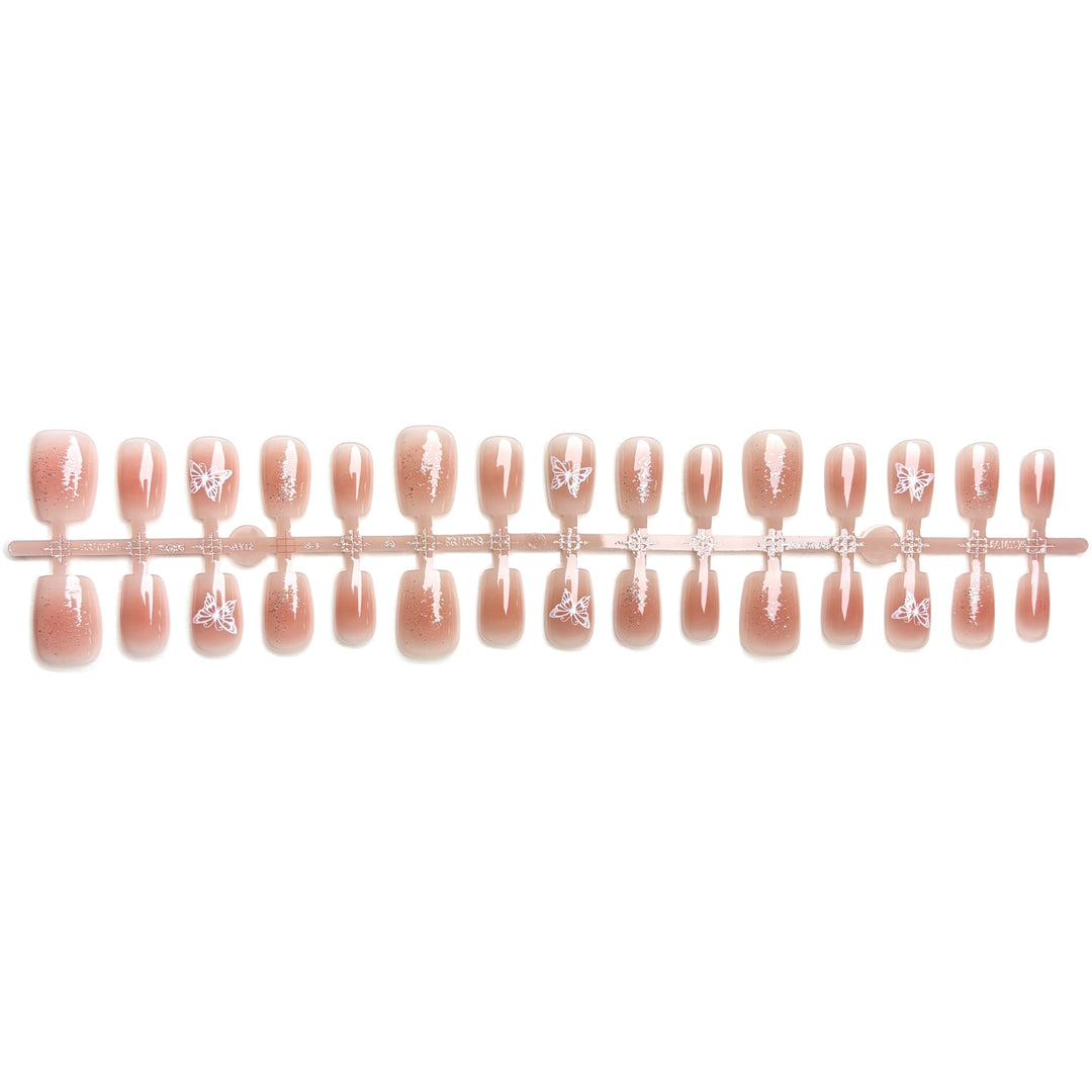 Elegantes Press-On Nagelkunstset mit Schmetterlingsdesign