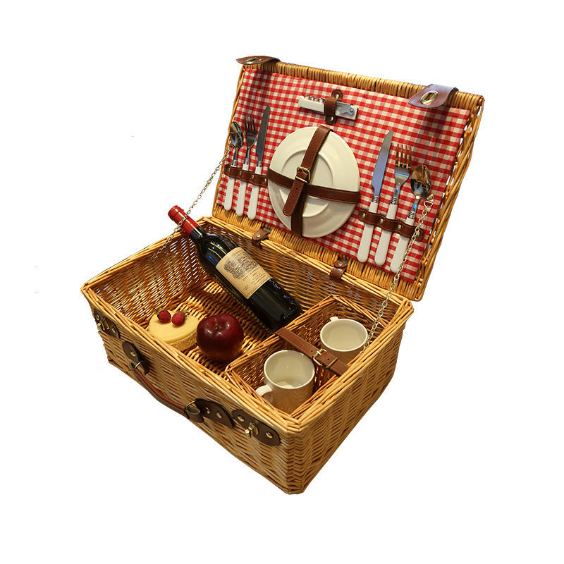 Rustikaler Picknickkorb mit Geschirrset Karnz