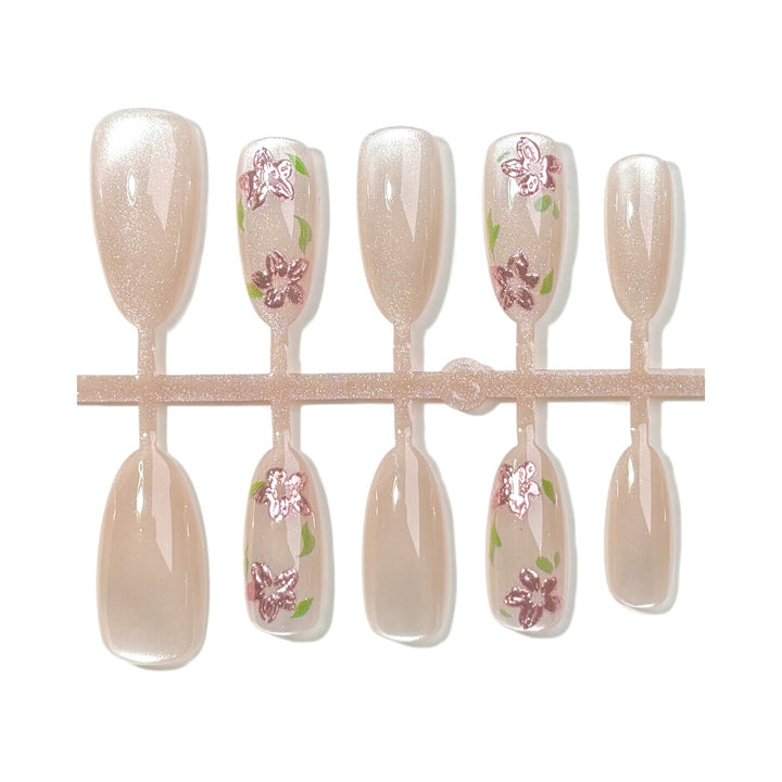 Elegantes Florales Akzent Press-On Nail Set