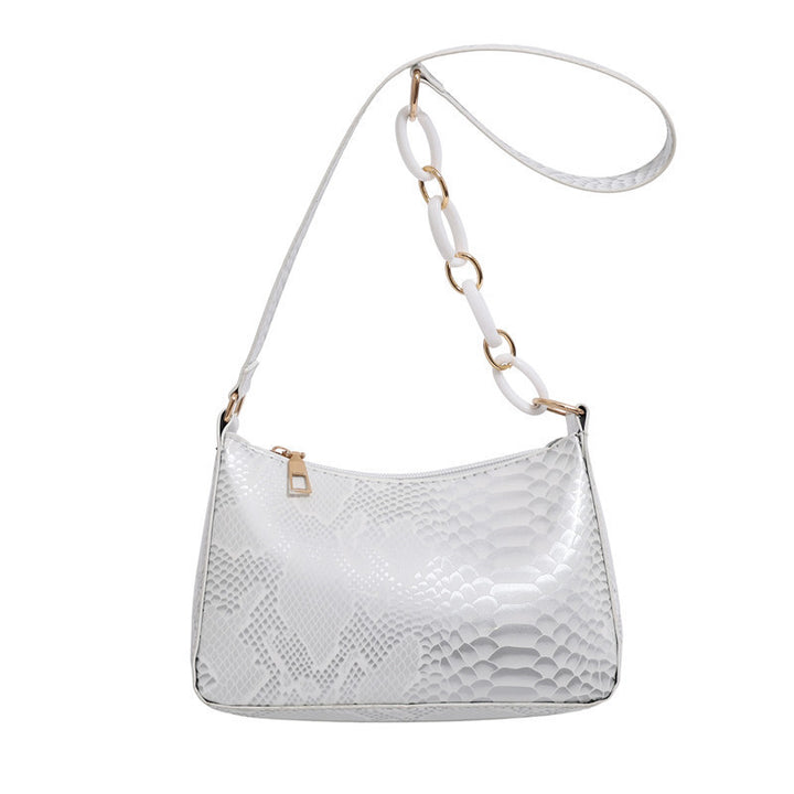 Stylische Texturierte Schlangenleder Effekt Handtasche Karnz