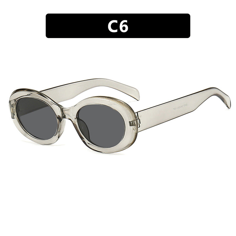 Damen modische Sonnenbrille im originellen Ovaldesign mit transparentem Rahmen und UV-Schutz Karnz
