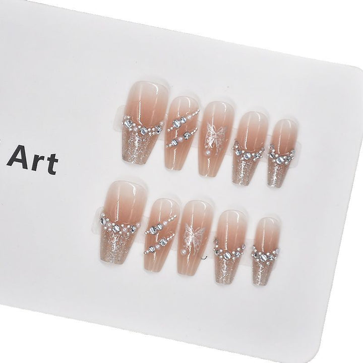 Elegante Kristall-verzierte Druck-Nagelkunst Karnz