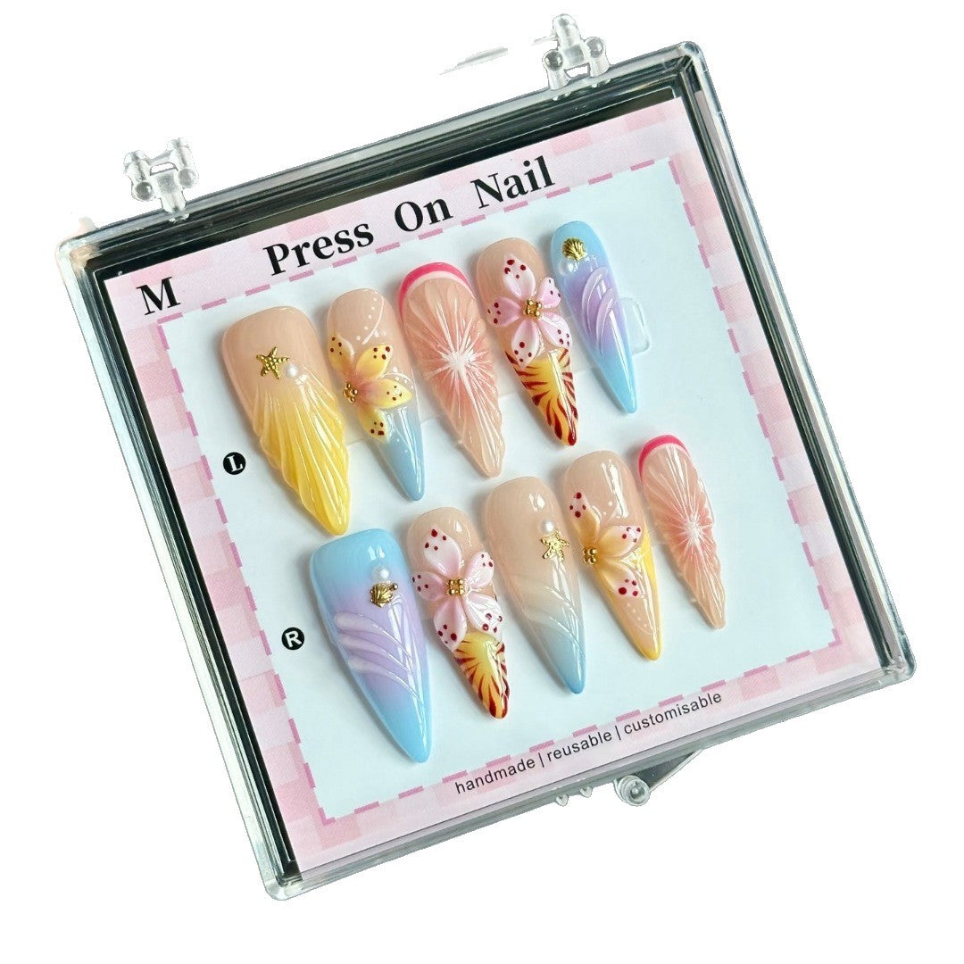 Künstlerisches Floral Press-On Nagelset  1791772905