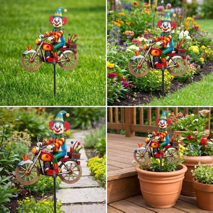 Garten Dekor Clown auf Motorrad Karnz