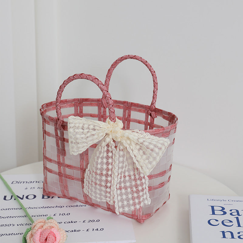 Damen Florale Korbtasche mit Spitze Karnz