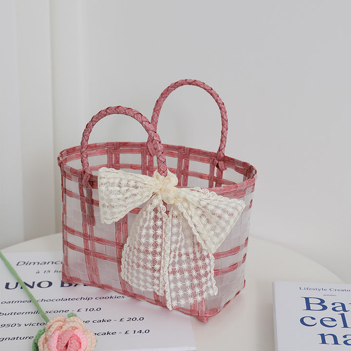Damen Florale Korbtasche mit Spitze Karnz