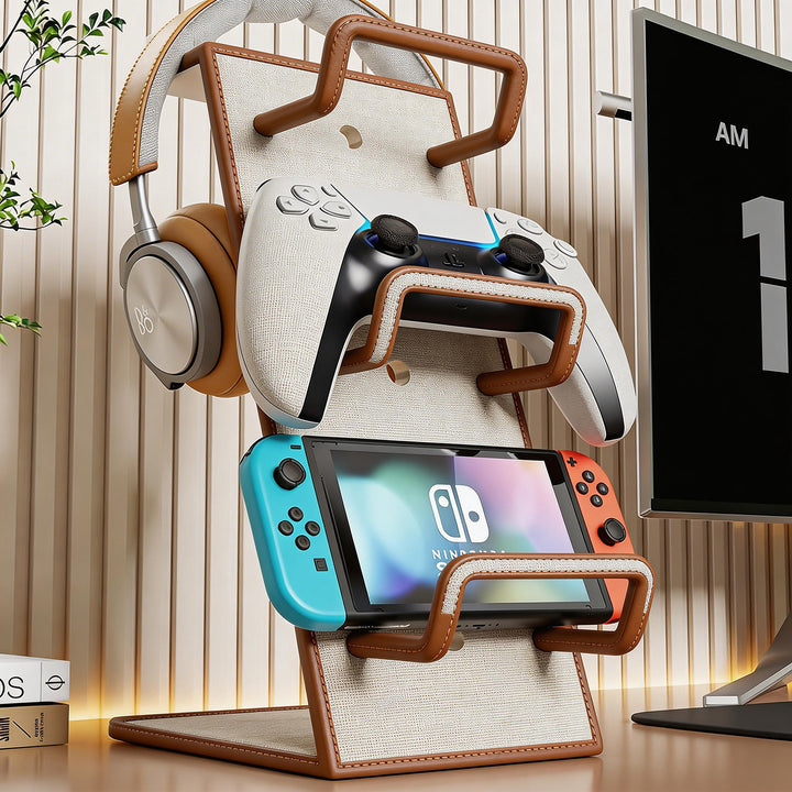 Multi-Gerät Gaming Zubehör Ständer mit Kopfhörerhaken, Controller-Station und Konsolen-Dock