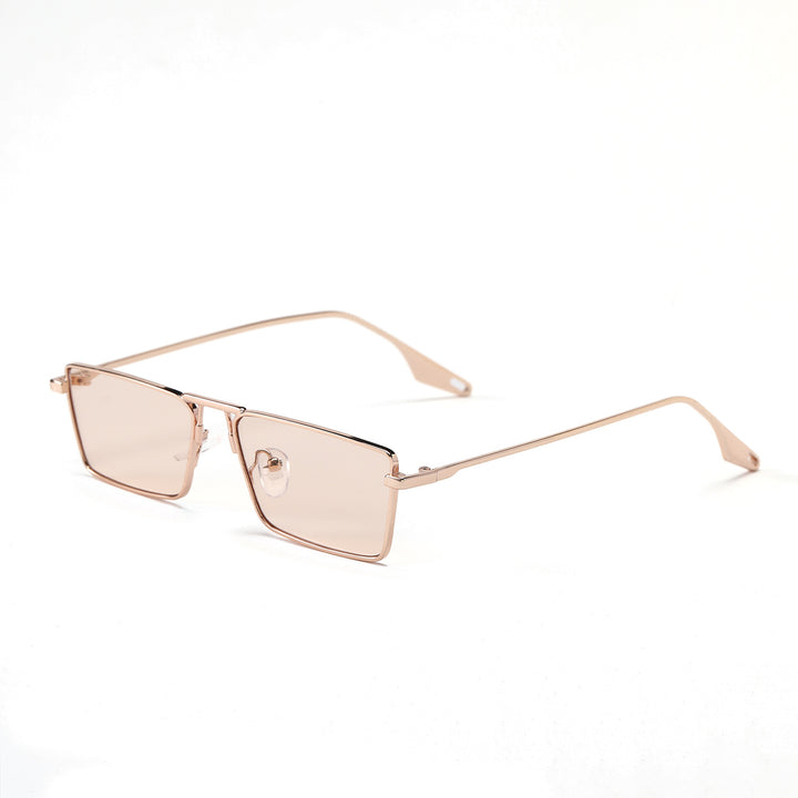 Damen elegante quadratische Sonnenbrille mit schmalem Metallrahmen und UV-Schutz Karnz