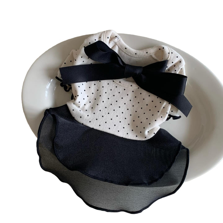 Polka Dot Chiffon Kleid für Haustiere mit Grosgrain