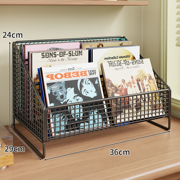 Winkeleckiger Drei-Tier Metall-Mesh Vinyl-Schallplatten- und Magazin-Organizer-Regal